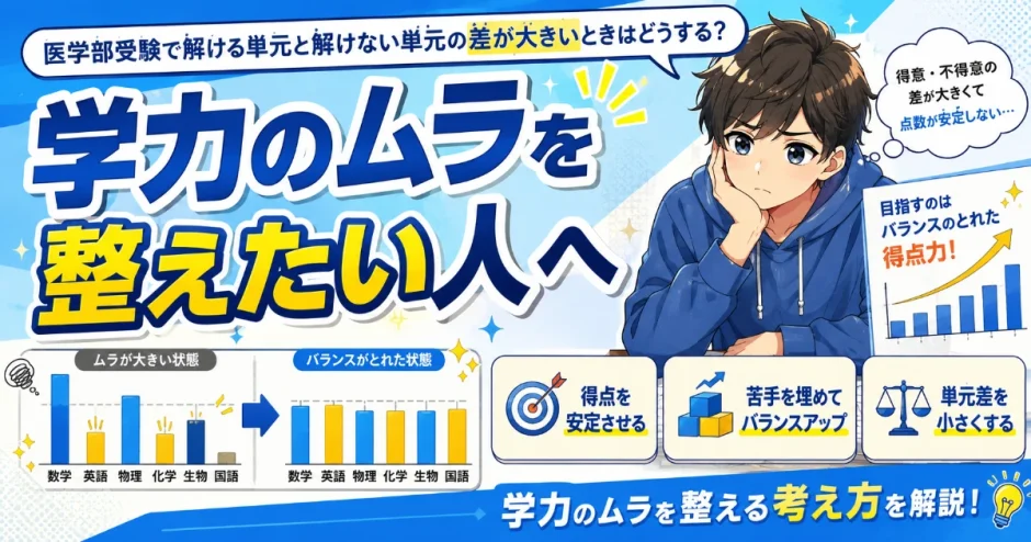 医学部受験で解ける単元と解けない単元の差が大きいときはどうする？学力のムラを整える考え方を解説
